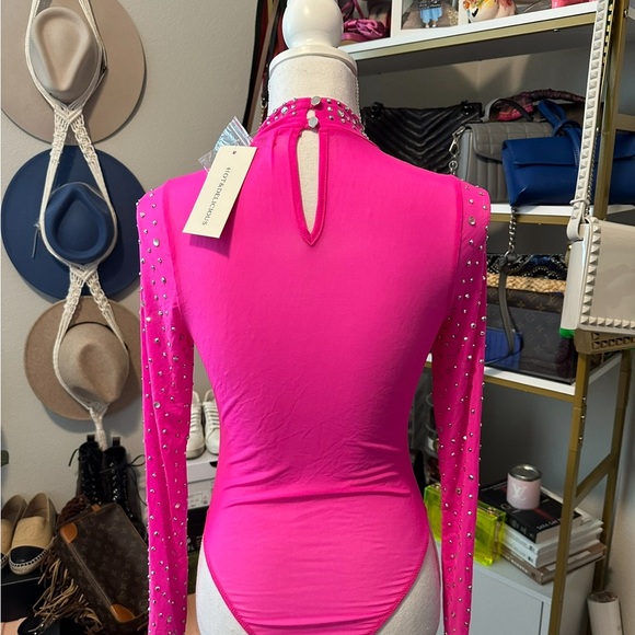 Nashville club pink sequin country Wallen cowboy girls trip bodysuit. Medium - Picture 2 of 2